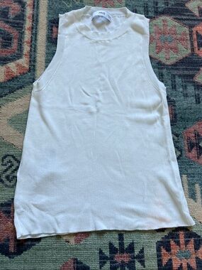 Mango White Ribbed Sleeveless Tank
